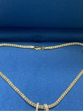 16” Gold + White Crystal-Accented Necklace